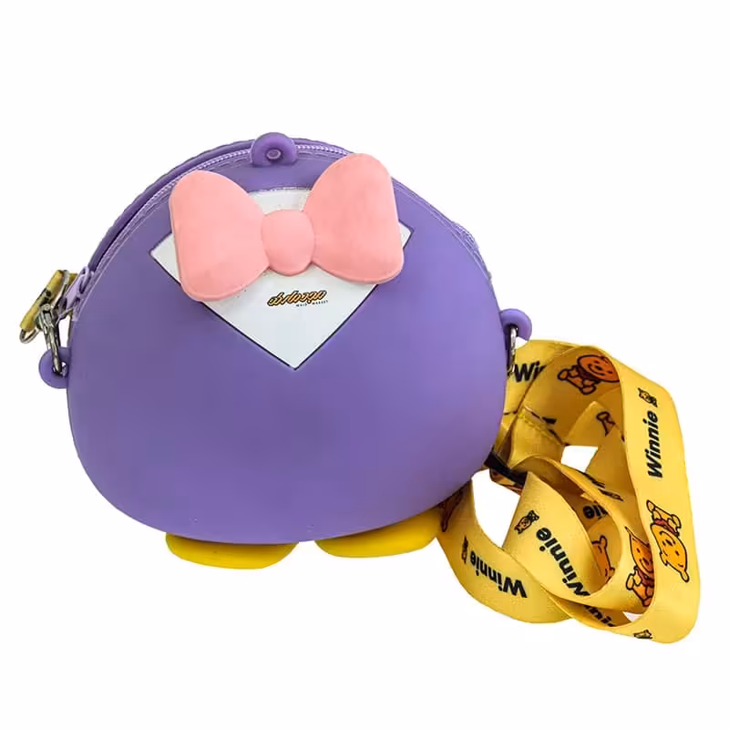 کیف سیلیکونی بنفش طرح جوجه پاپیون دار