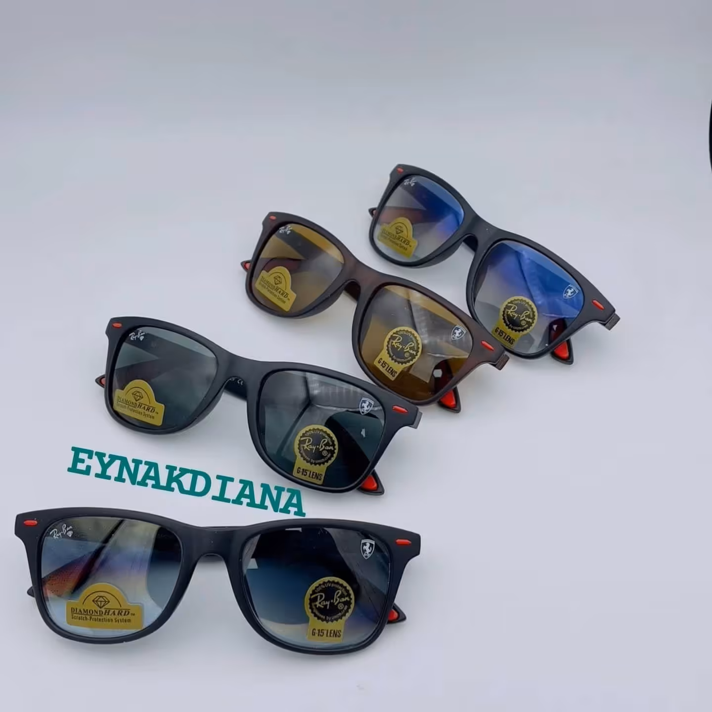 عینک آفتابی ری بن کائوچویی ویفر فراری رنگ بندی طبق عکس