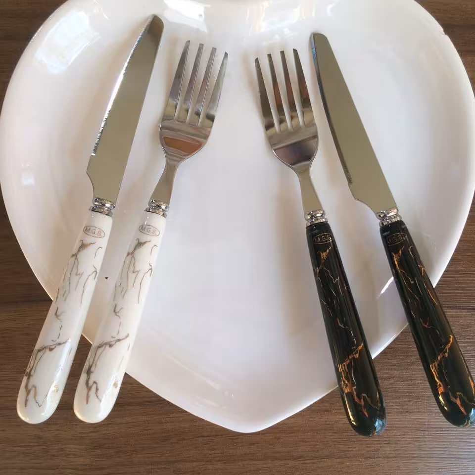 کاردوچنگال دسته سرامیکی یونیک