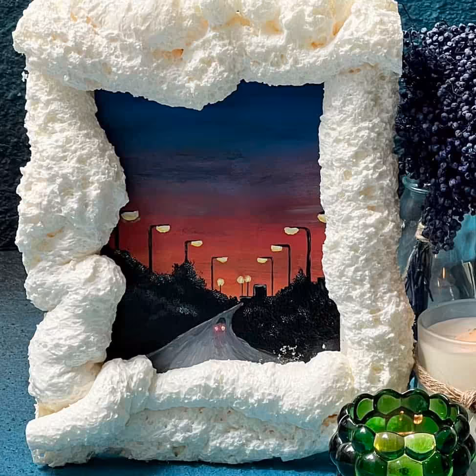 نقاشی غروب جاده