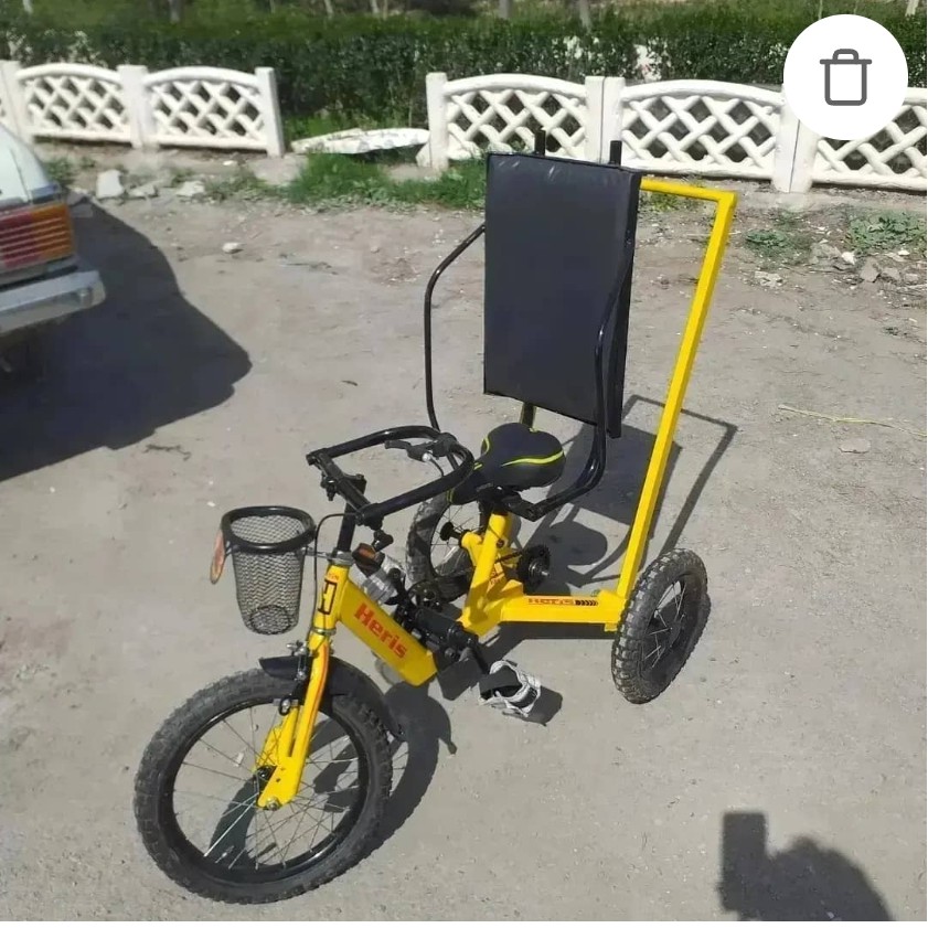 سه چرخه ویژه کودکان معلولین اهرم هدایت ازپشت سر برای والدین رنگبندی سایز مناسب کمربند  (پس کرایه)