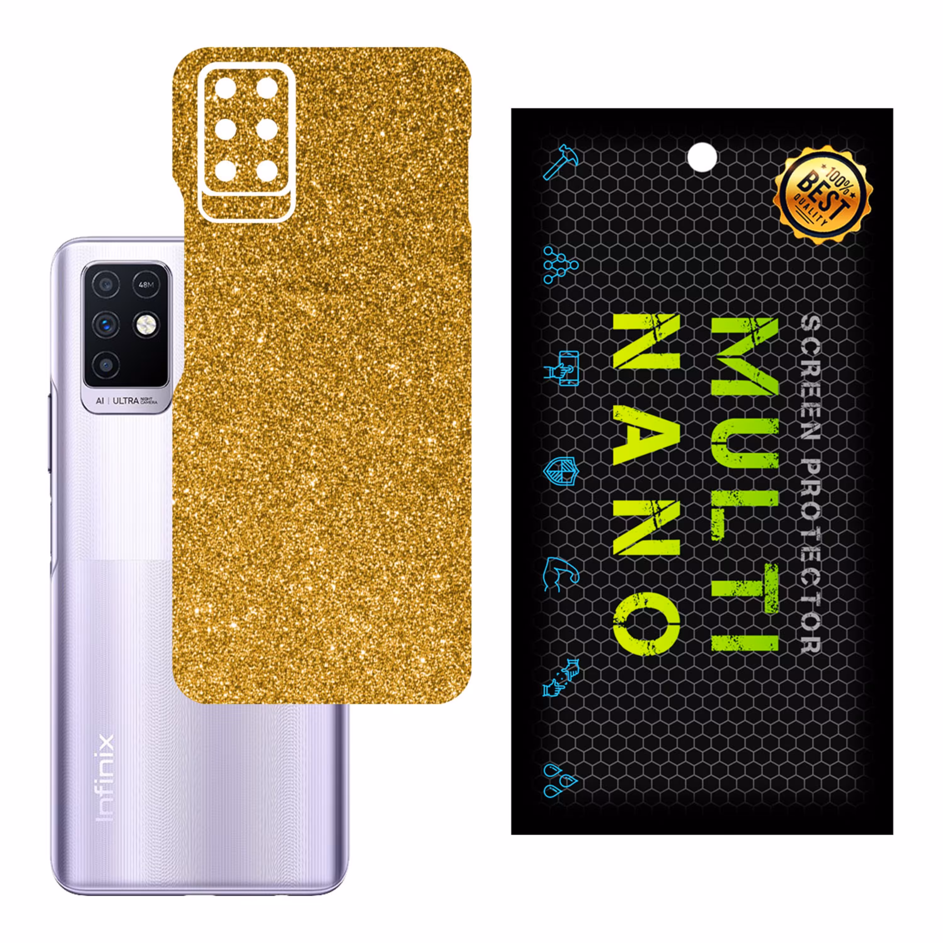 برچسب پوششی MultiNano مدل X-G1F-Gold برای پشت موبایل اینفینیکس Note 10