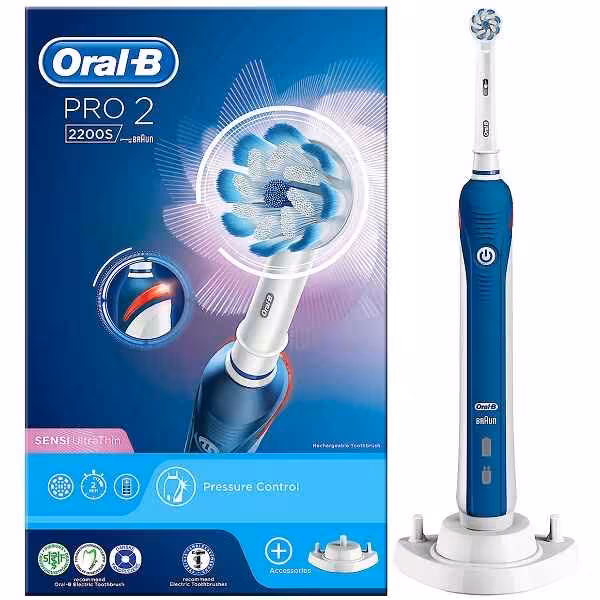 مسواک برقی اورال بی Oral-B مدل PRO2 سری 2200S | مخصوص دندان و لثه حساس، دارای سنسور فشار