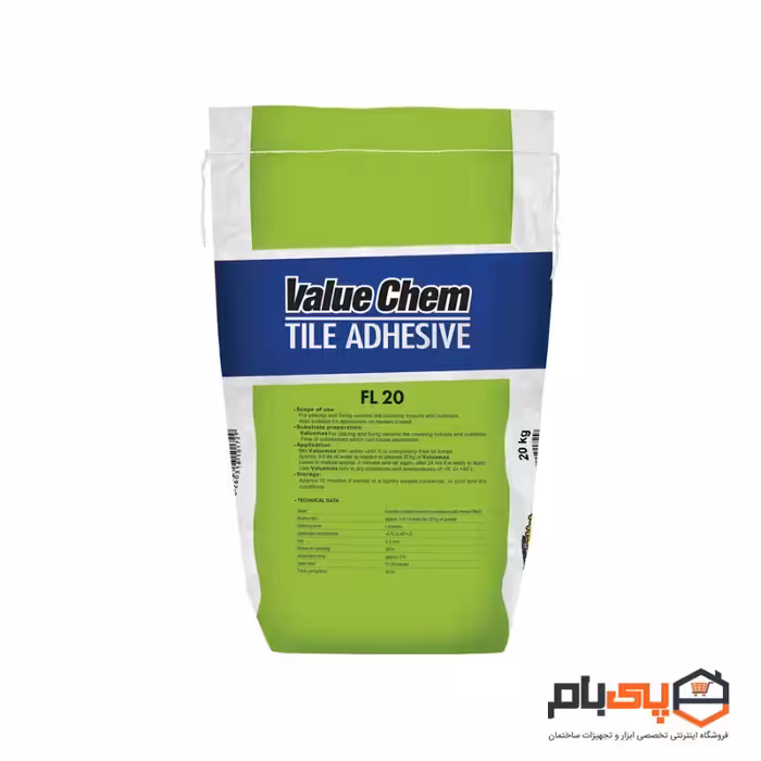 چسب کاشی پودری ولیوکم استاندارد غفاری مدل FL 20 وزن 20 کیلوگرم