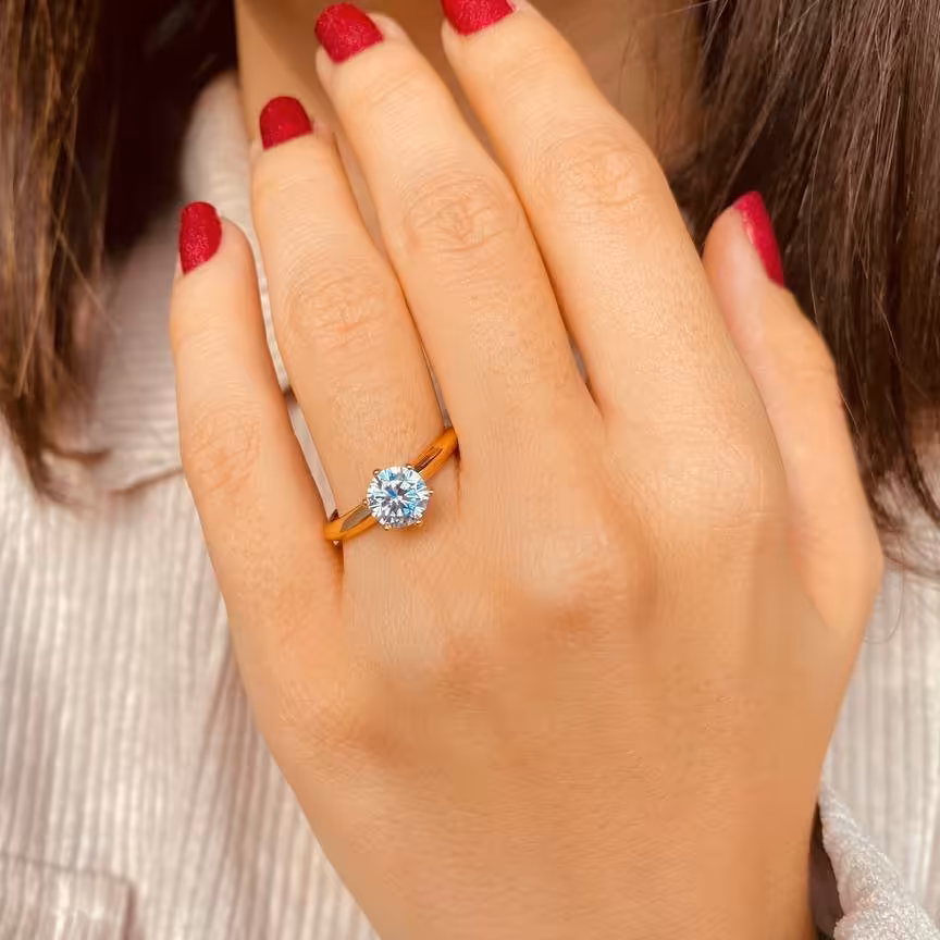 انگشتر تک نگین ساده ژوپینگ رنگ ثابت و ضد حساسیت زیبا و شیک