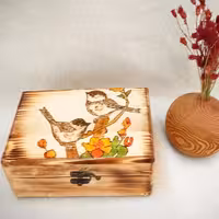 جعبه های چوبی طراحی شده با سوخته کاری 