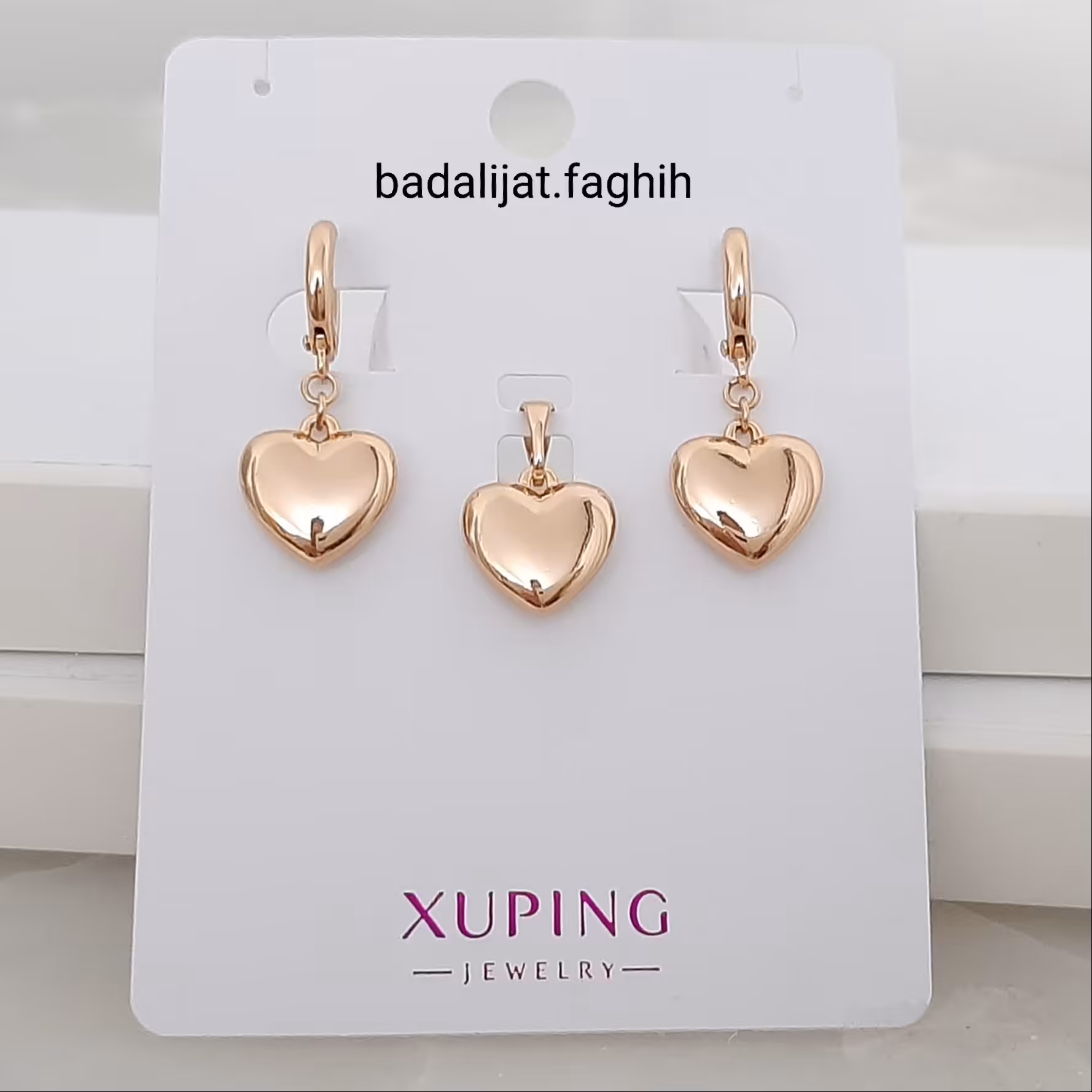 نیم ست ژوپینگ قلب سایز بزرگ با بهترین کیفیت و آبکاری طلا شده