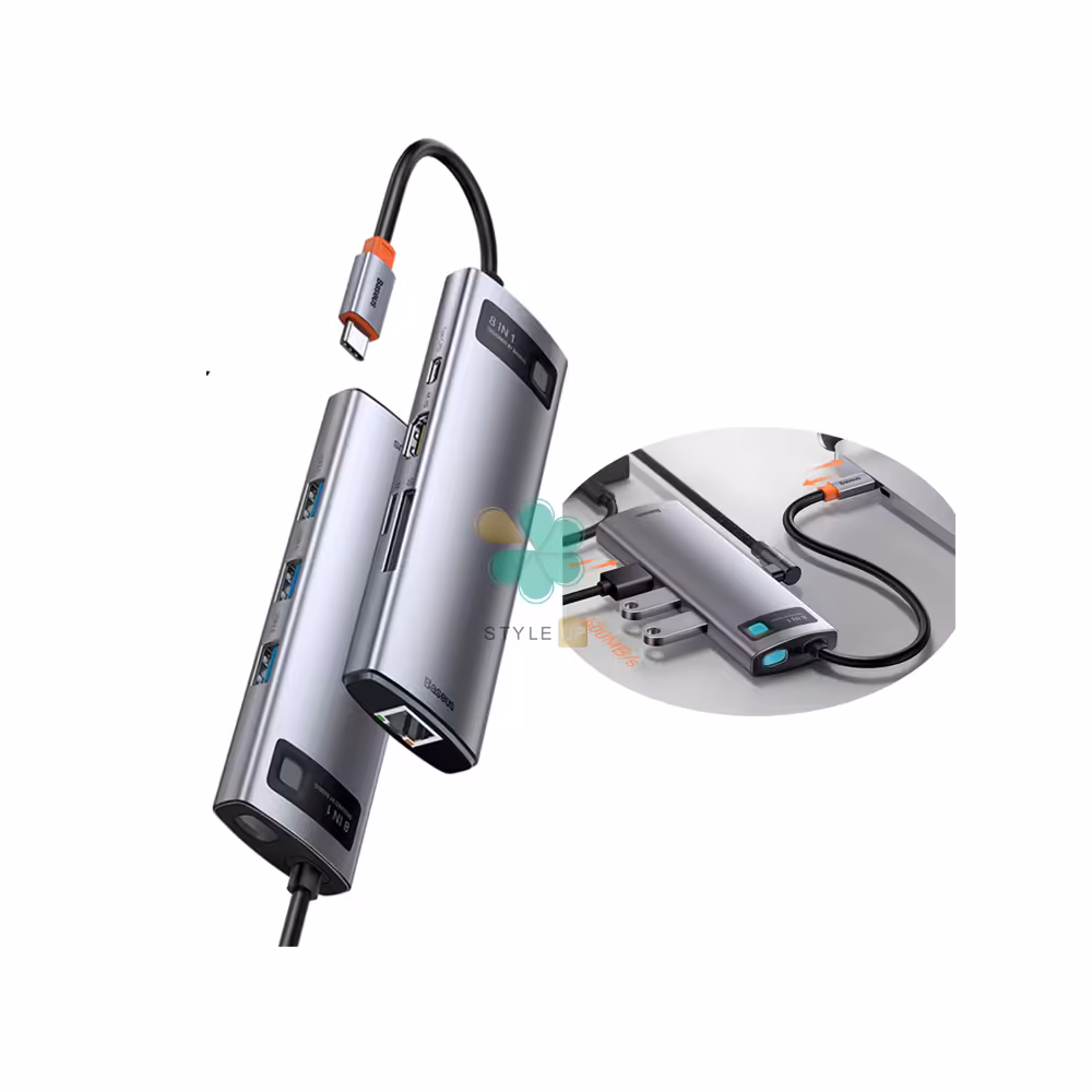 هاب 8 پورت تایپ سی بیسوس مدل Baseus Metal Gleam CAHUB-CV0G