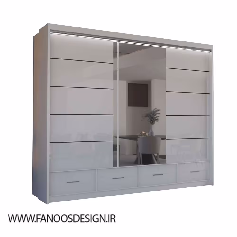 کمد لباس درب کشویی با 4 کشو سایز 255*220*62 کد 9084