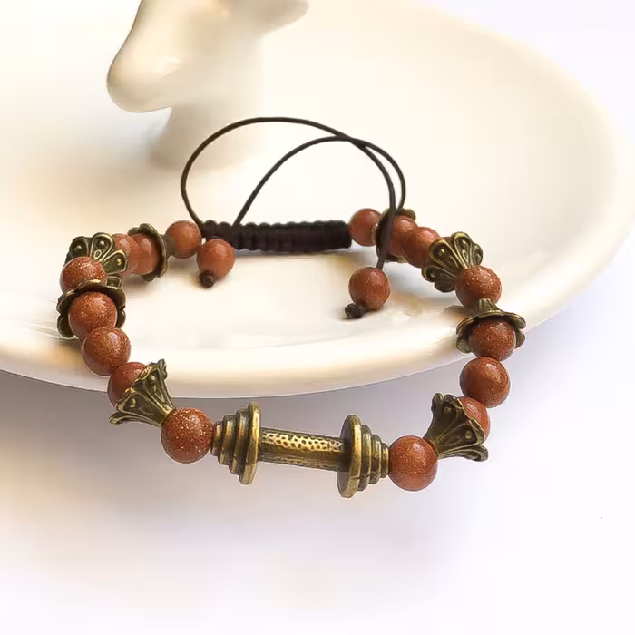 دستبند مدل زمستان  تلفیقی از سنگ های دلربا خرج کارهای برنز