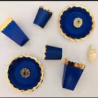 پک تم لبه کنگره ای آبی تیره 50 تکه