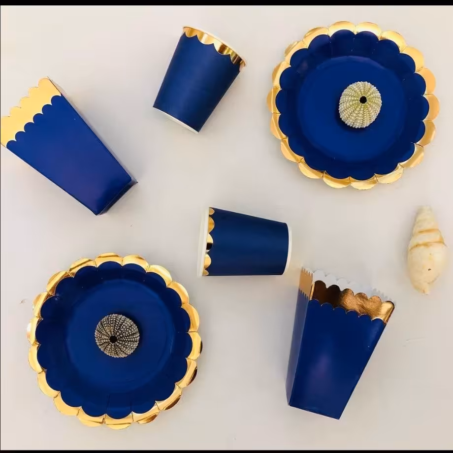 پک تم لبه کنگره ای آبی تیره 50 تکه