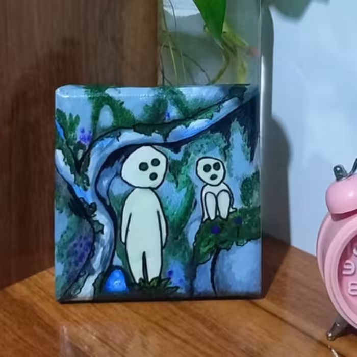 نقاشی روی بوم طرح کوداما شبتاب