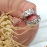 گوشواره استیل قطر 5 میل حلقه ای ژوپینگ نگین دار دخترانه رنگ ثابت ظریف 