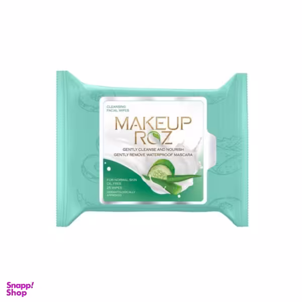 دستمال مرطوب میک آپ رز (Makeup Rose) مدل آلویه‌ورا و خیار بسته 25 عددی