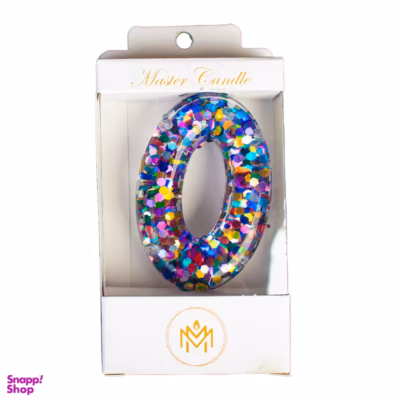 شمع تولد مدل لاکچری پولکدار طرح عدد 0