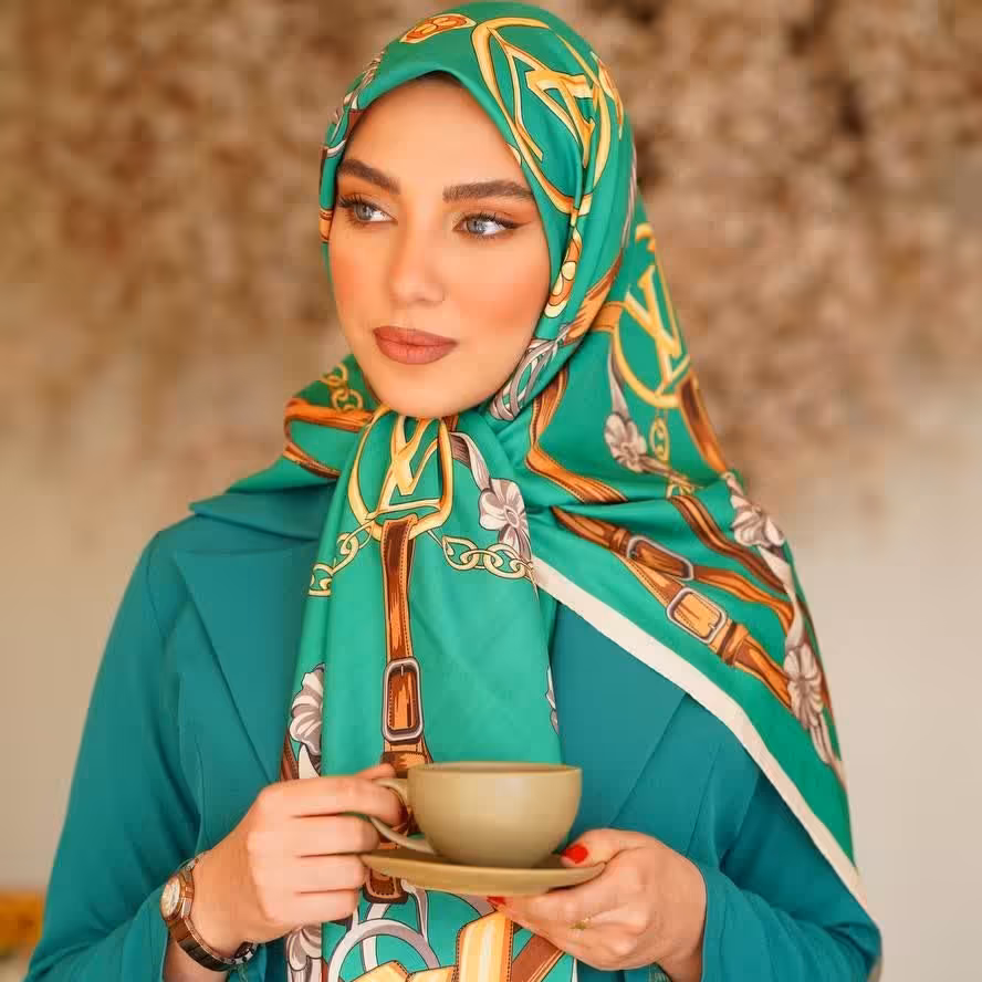روسری ابریشم توییل عیدانه دیجیتال