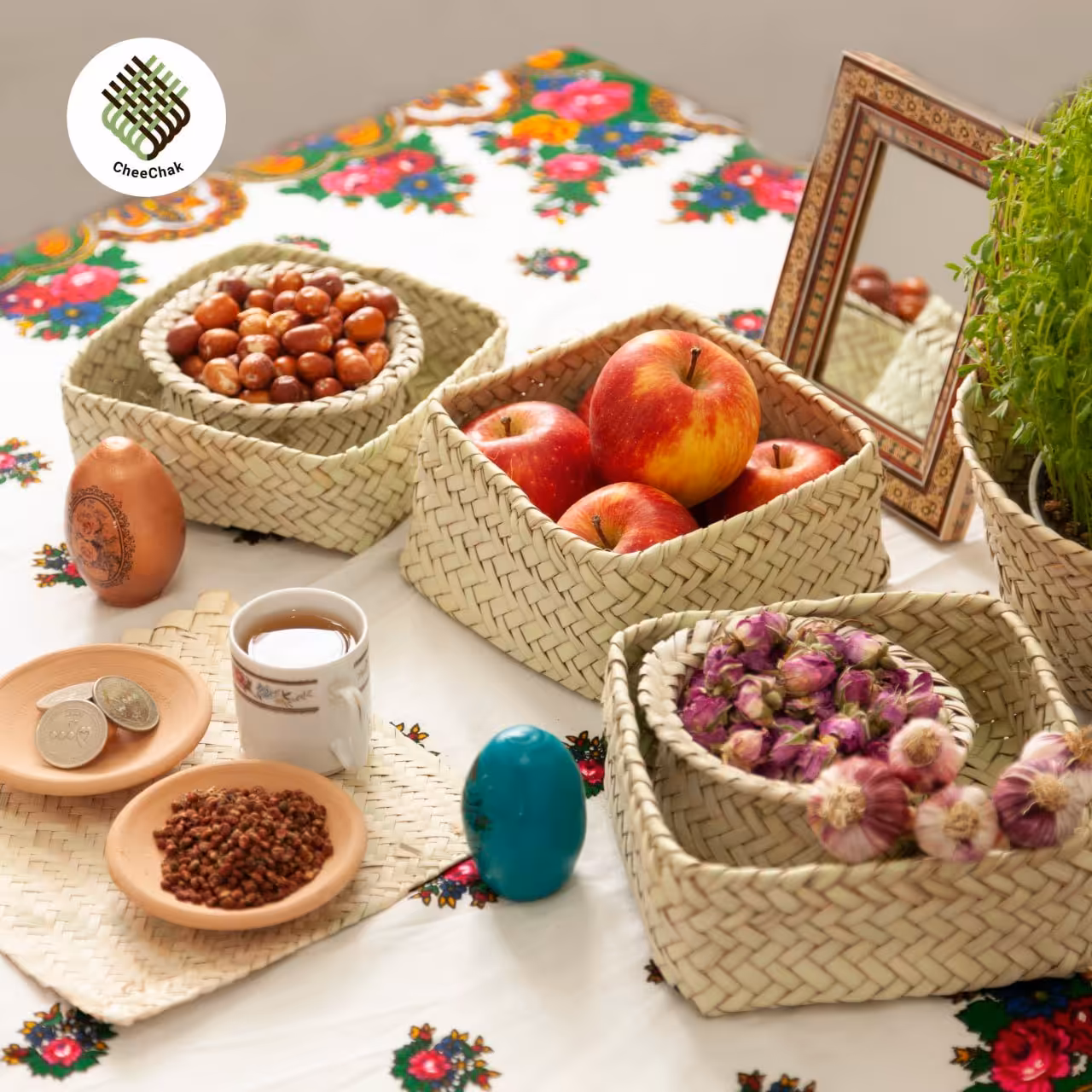 جعبه حصیری چهارگوش (هفت سین)