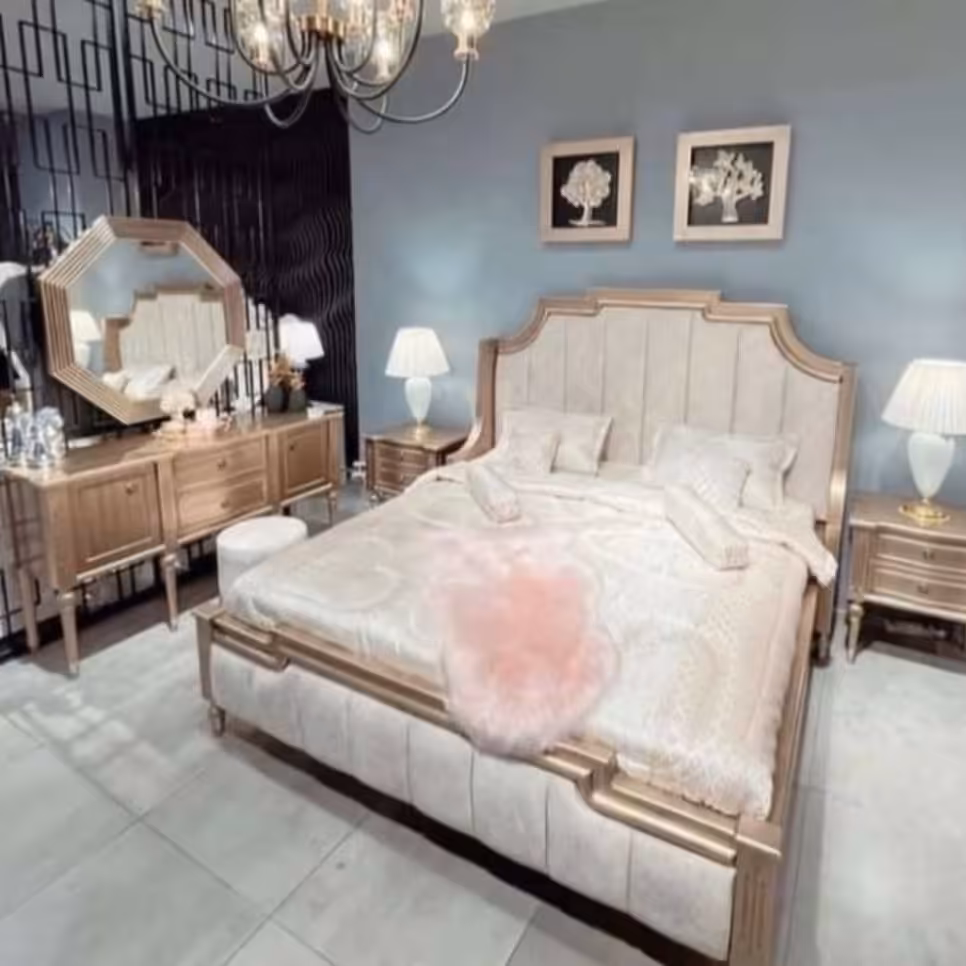 تخت خواب دونفره تمام ام دی اف همراه با لوازم کد 122