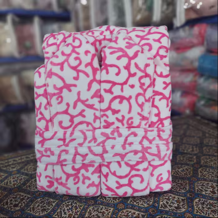 حوله تن پوش ترک ریز بافت سایز لارج یا 125  اصل تبریز صورتی ملحفه سرای رزاق 