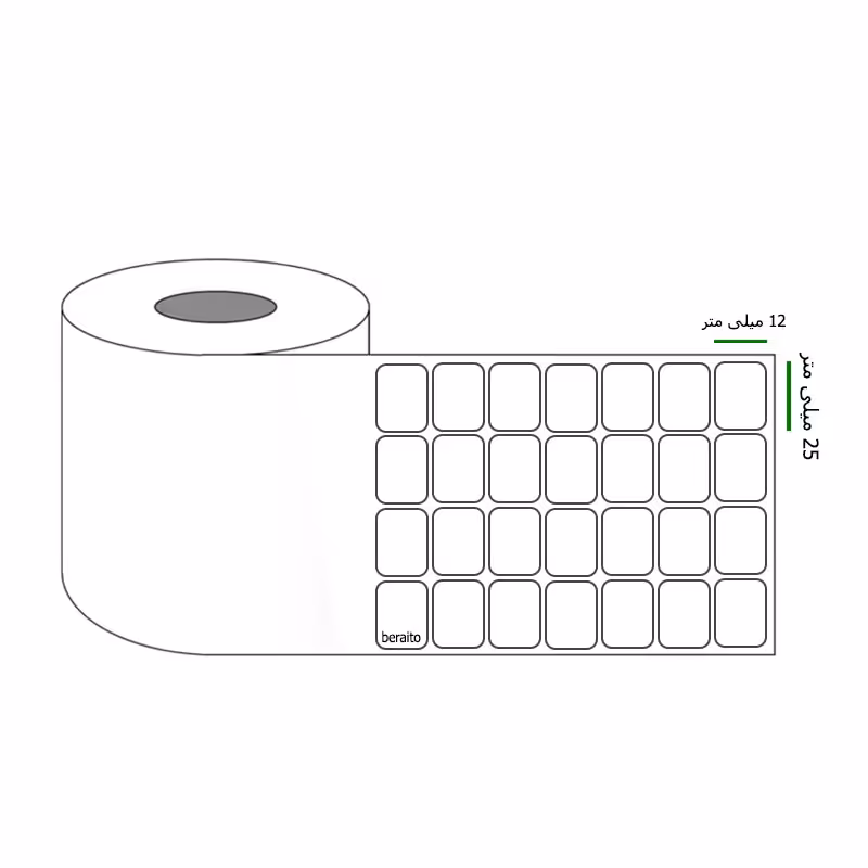 خرید برچسب پرینتر لیبل زن ابعاد 25 × 12 میلی متر رول 10000 عددی