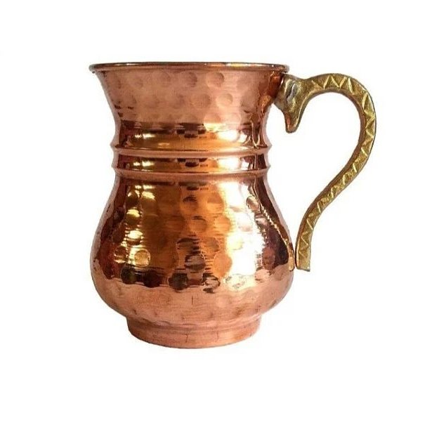 لیوان ترک مسی دسته برنحی،ارتفاع 10،قطر دهانه7،5