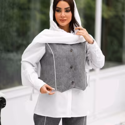 ست سه تیکه وست شومیز و شلوار مغزی دوزی شده