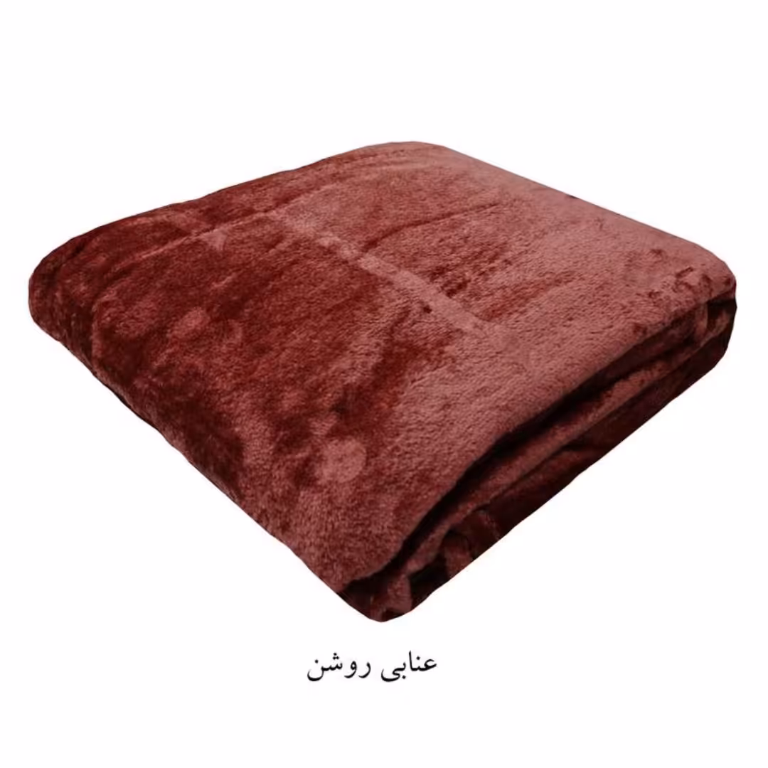 پتو نرمینه دونفره مدل سروین مسافرتی ساکدار براق و لطیف رنگ عنابی