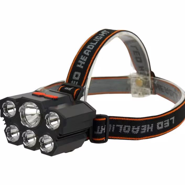چراغ قوه پیشانی 6 لامپه هدلایت شارژی LED SH-T06