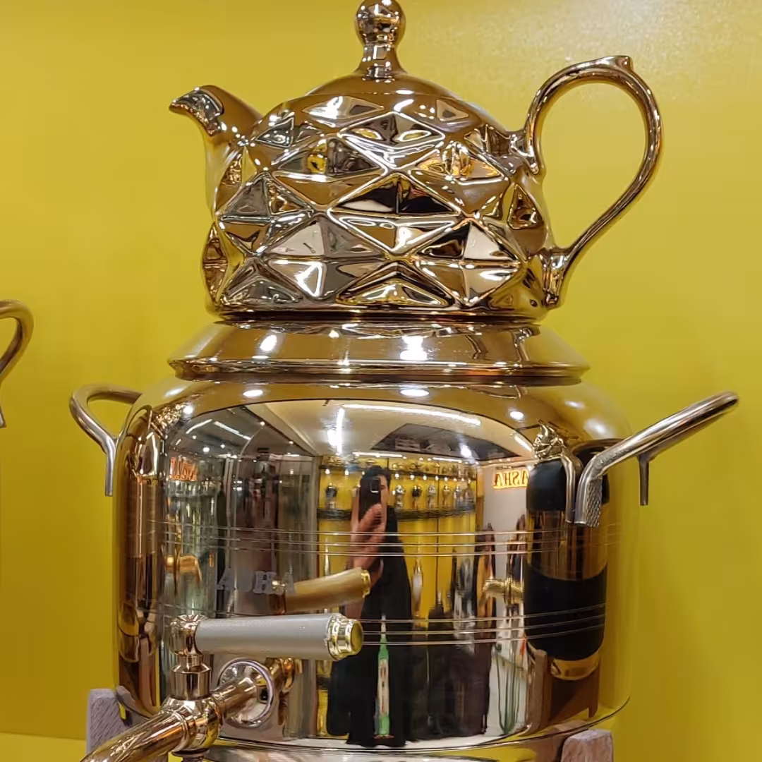 کتری قوری استیل طلایی 