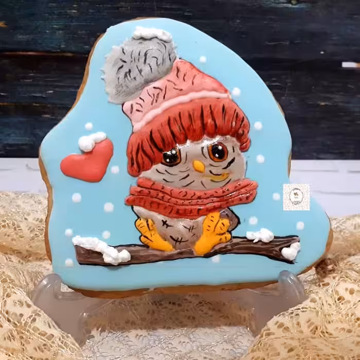 کوکی دکوراتیو آیسینگی جغد. ابعاد 11.5×11.5