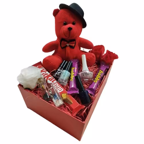 Box valentine باکس ولنتاین عروسک خرس سایز متوسط