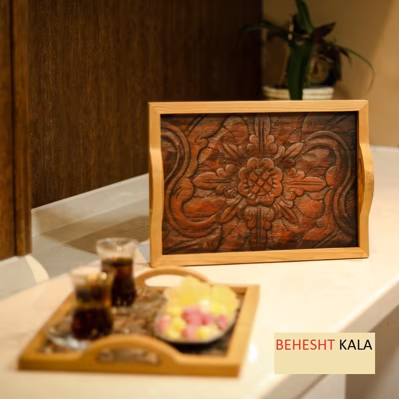 سینی چوبی ترمو کف شیشه  صادراتی سایز کوچک