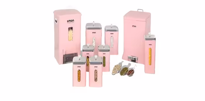 سرویس آشپزخانه لیمون مربعی 9 پارچه درب شفاف