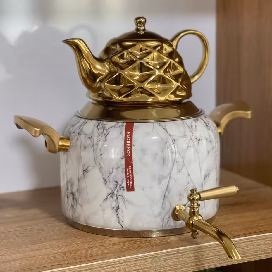 کتری قوری شیردار فلورانس طرح سنگ مدل طرح ترک 2020 کف چدن