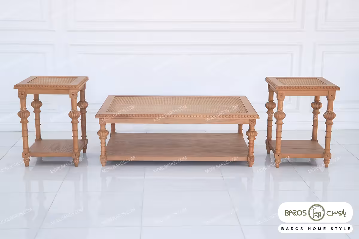 میز جلو مبلی و عسلی حصیری کاجی کد 2