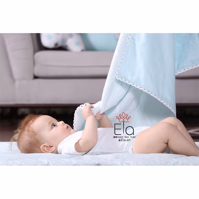 روانداز بافت نخی آبی 2228