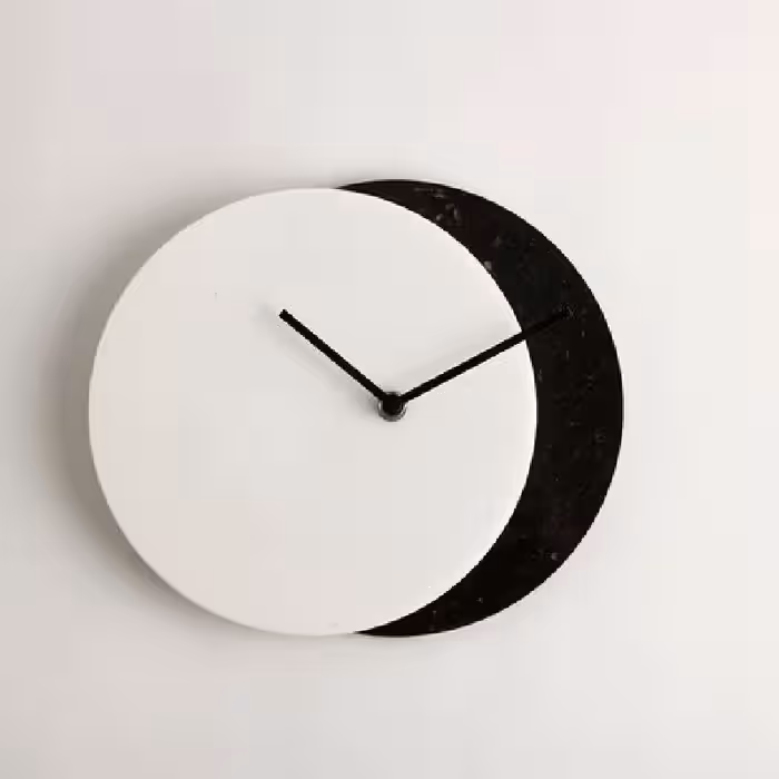 ساعت دیواری سفید مشکی 40 سانتی