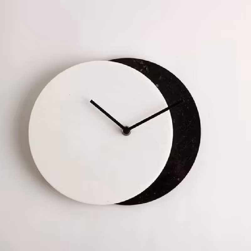ساعت دیواری سفید مشکی 40 سانتی
