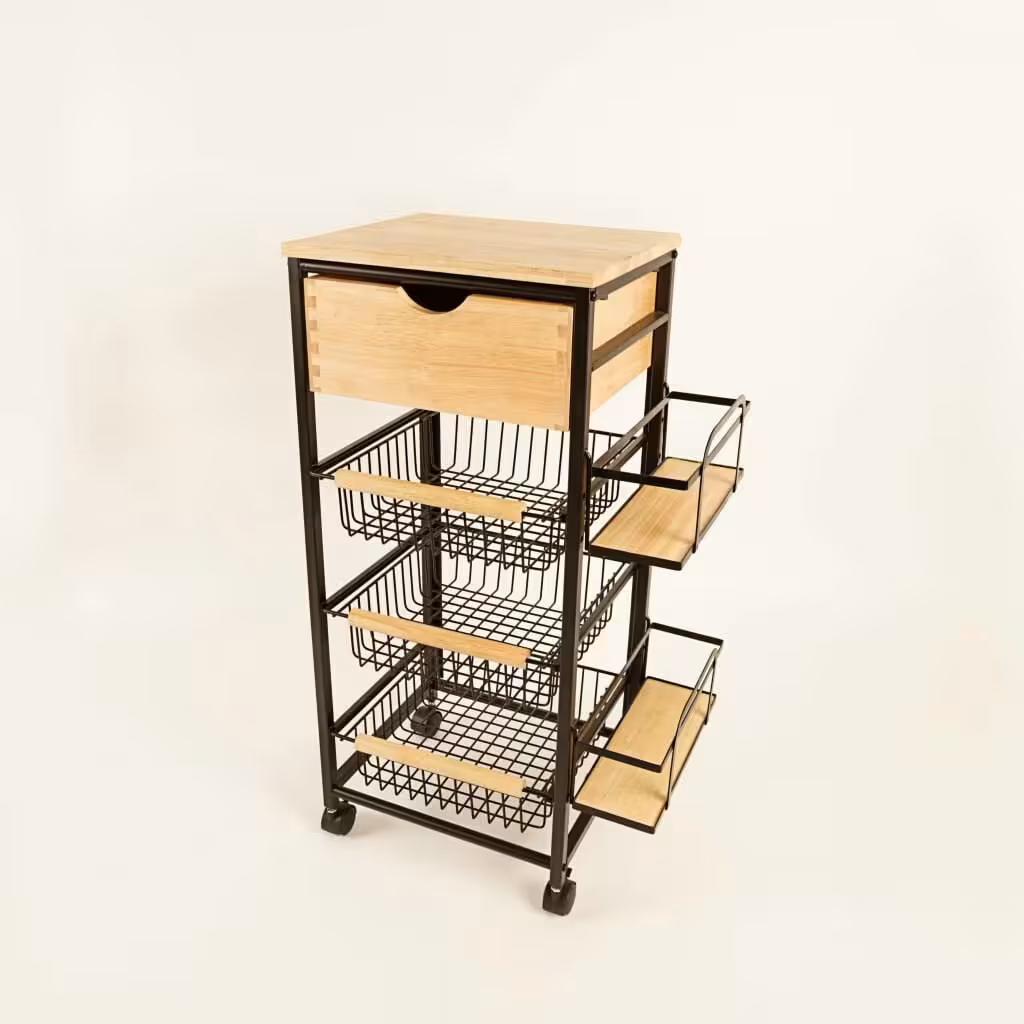 سبد سیب زمینی پیاز فوق لاکچری ترکیبی از فلز و چوب کاریزما برند (B.V.K)