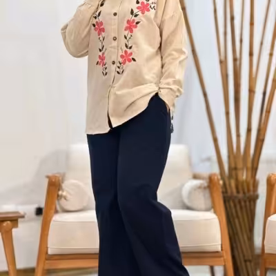 ست شومیز شلوار گلدوزی شده مدل ست لنین‌نچرال