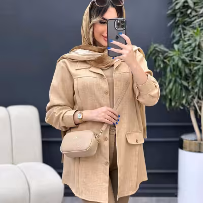 مانتو اسپرت زنانه نخی مدل شومیز مانتو پیله دار بابوس اعلا فری سایز