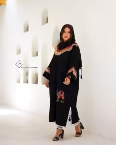 کفتان پیراهنی بلند خرجکار شتر و ریش کنفی