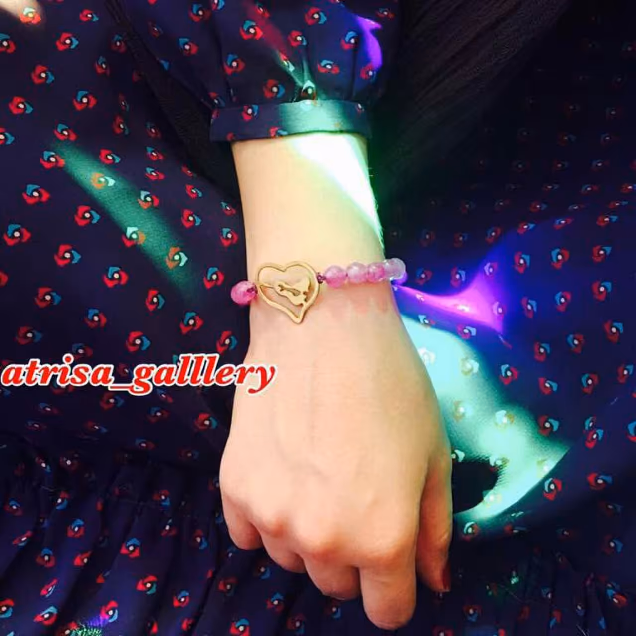 دستبند سنگ جید با پلاک استیل