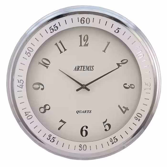 ساعت دیواری آرتمیس مدل 2037 سیلور (نقره ای) صفحه سفید