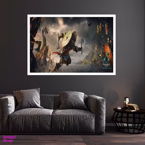 تابلو بکلیت طرح بازی Assassins Creed Valhalla مدل قاب شاسی W-s8740