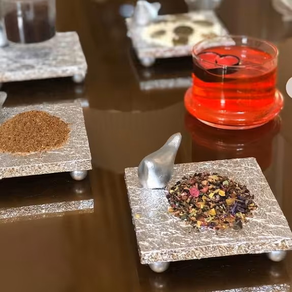 ظروف هفت سین چوبی نقره ای