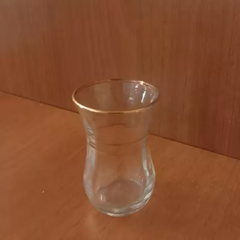 استکان کمر باریک دور طلایی ساده کریستال شیشه ای قد 7سانت تک قیمت هرعدد