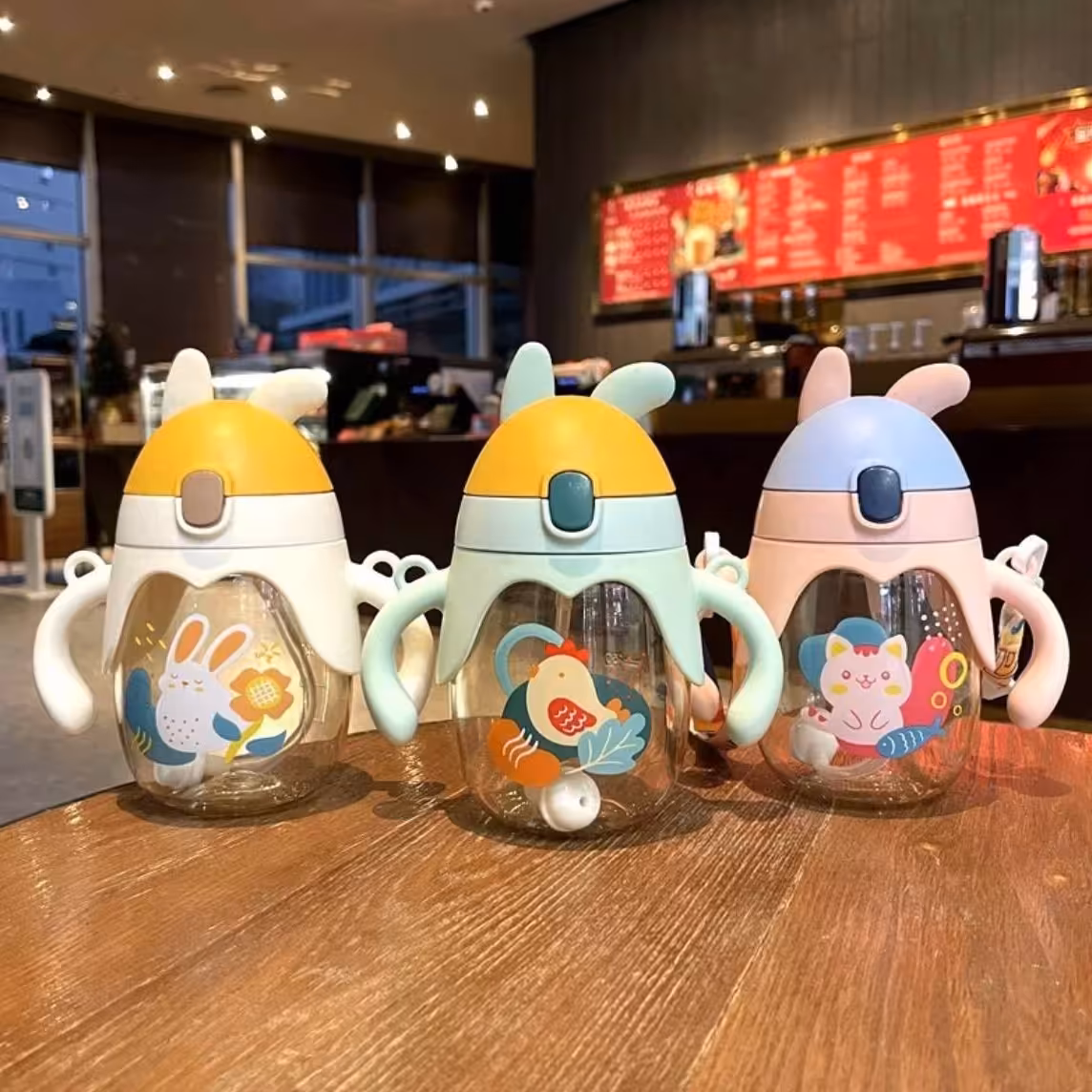 قمقمه دو دسته کودک نی دار بند دار در قفلی