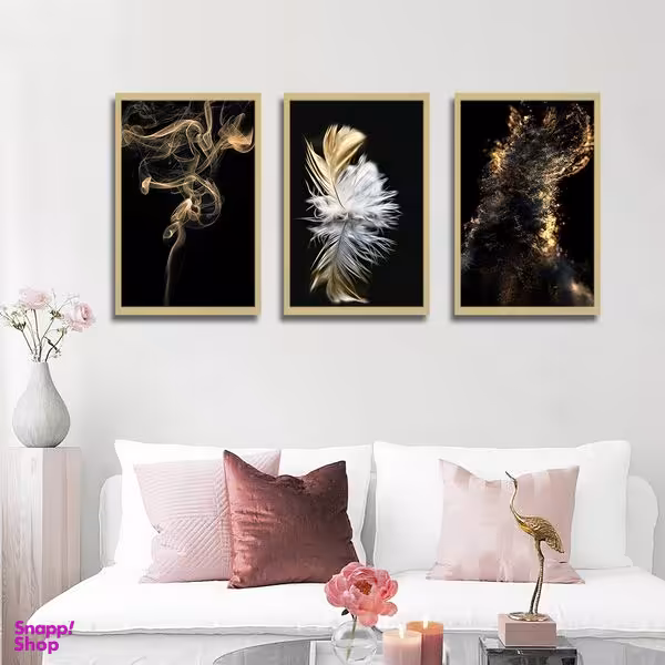 تابلو بکلیت طرح مدرن پر و دود مدل BE-1734 مجموعه 3 عددی